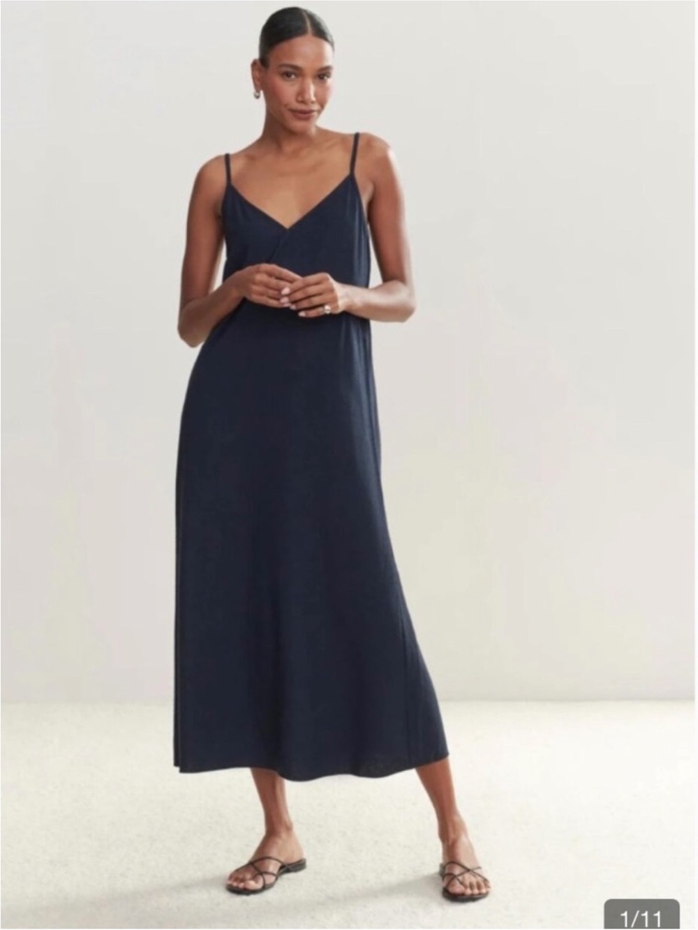 Jenni Kayne Navy Spaghetti-Strap Slip Maxi Dress